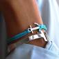 Preview: SAILBRACE Armband aqua blue ANKER silber