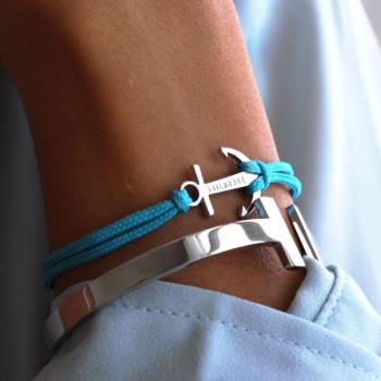 SAILBRACE Armband aqua blue ANKER silber