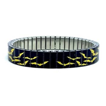 urband LONDON Edelstahlzugarmband BATS Fledermäuse Schwarz Gold Metallic - 10 mm