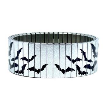 urband LONDON Edelstahlzugarmband BATS Fledermäuse Silber Schwarz Metallic - 22 mm