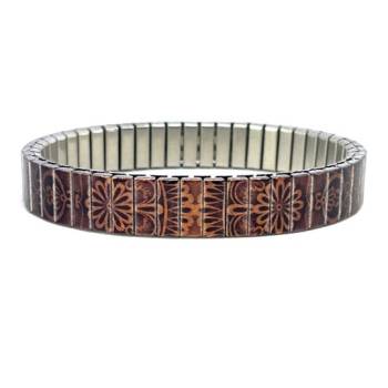 urband LONDON Edelstahlzugarmband CIRCLES MANDALA Braun Bronze Metallic - 10 mm