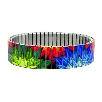 urband LONDON Edelstahlzugarmband FLOWERS DAISIES Bunt Poliert - 18 mm