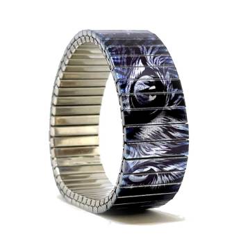 urband LONDON Edelstahlzugarmband TATTOO COOL TABBY CATS Schwarz Cobalt Silber Metallic - 18 mm