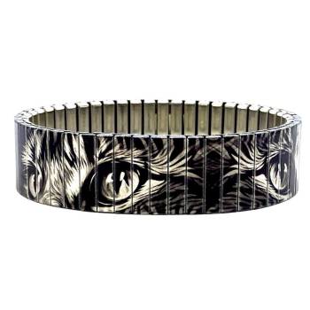 urband LONDON Edelstahlzugarmband TATTOO TABBY CATS Schwarz Creme Metallic - 18 mm