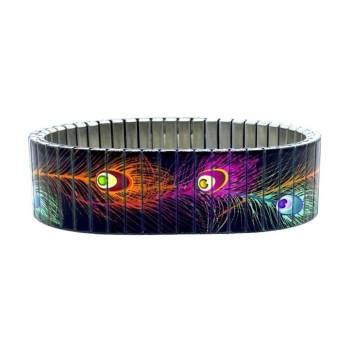 urband LONDON Edelstahlzugarmband PEACOCK Schwarz Bunt - 18 mm