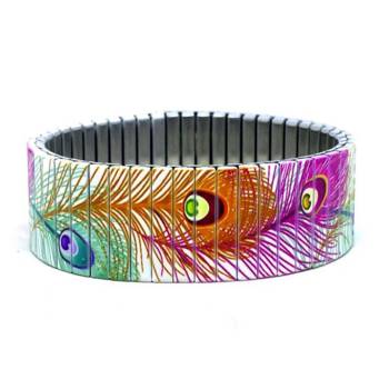 urband-LONDON-Edelstahlzugarmband-PEACOCK-Weiss-Bunt-18-mm