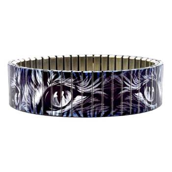 urband LONDON Edelstahlzugarmband TATTOO COOL TABBY CATS Schwarz Cobalt Silber Metallic - 18 mm