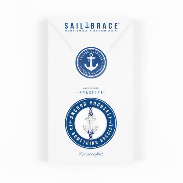 SAILBRACE Armband blau weiss ANKER silber