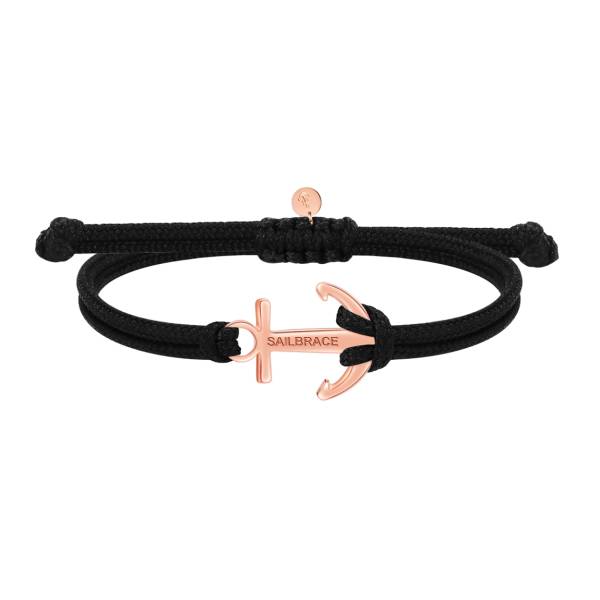 SAILBRACE Armband schwarz ANKER rosé gold