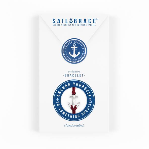 SAILBRACE Armband rot ANKER silber