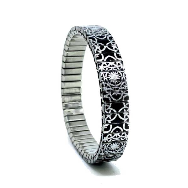 urband LONDON Edelstahlzugarmband CELTIC Schwarz Silber Metallic - 10 mm