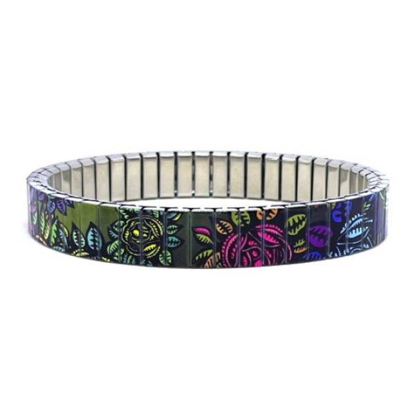 urband LONDON Edelstahlzugarmband FLOWERS GARDEN BUNT - 10 mm