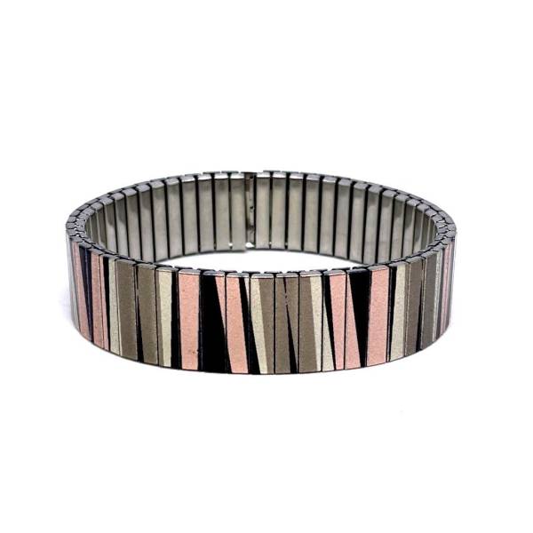 urband LONDON Edelstahlzugarmband LINES ART Mehrfarbig Metallic - 18 mm