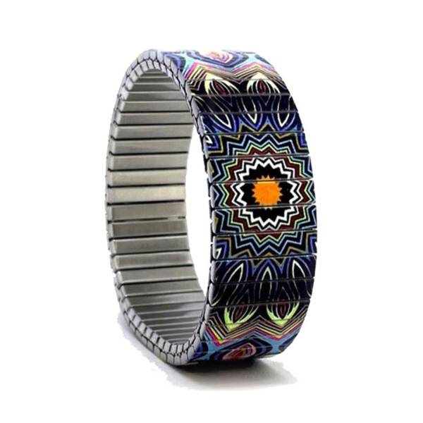 urband LONDON Edelstahlzugarmband MANDALA IRISH Schwarz Bunt - 18 mm