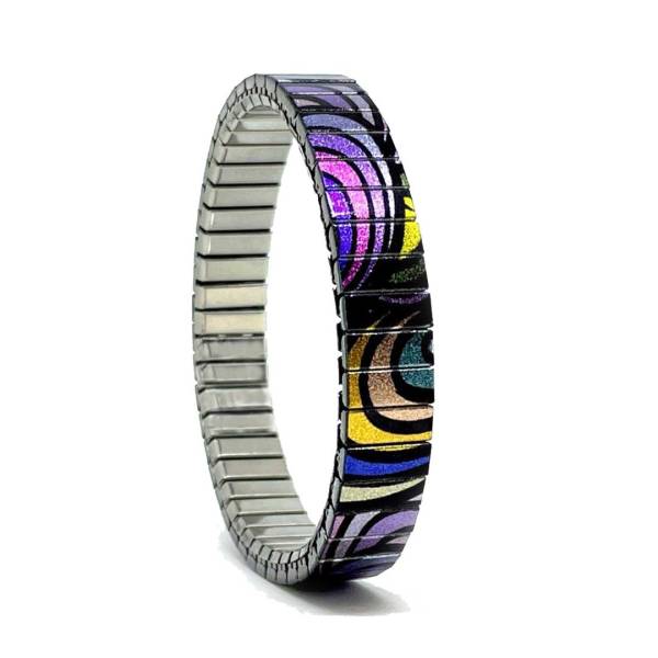 urband LONDON Edelstahlzugarmband CHECKERS KITES Lila Bunt Metallic - 10 mm