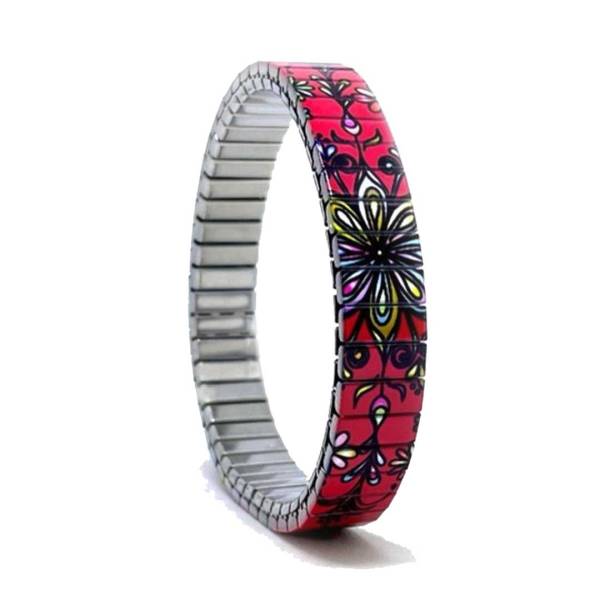 urband LONDON Edelstahlzugarmband FLOWERS MANDALA Rot Bunt - 10 mm