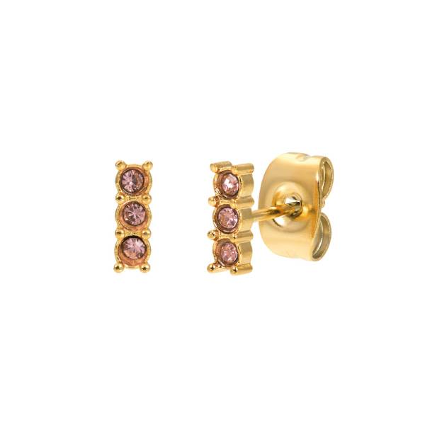 iXXXi Ohrstecker TRIPLE STONE PINK gold