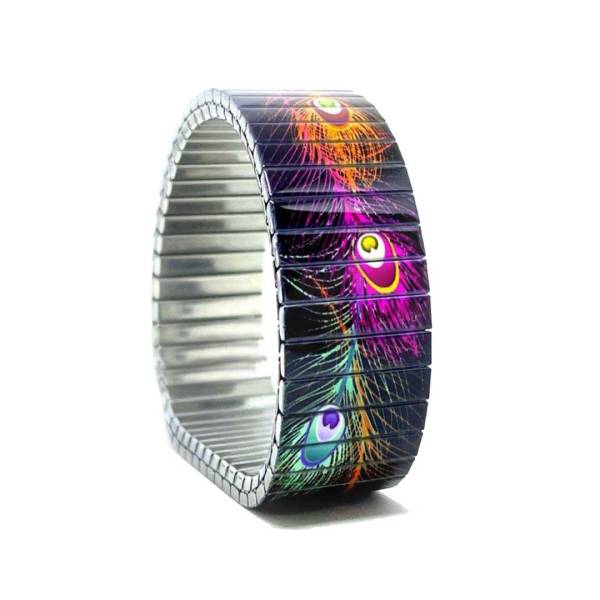 urband LONDON Edelstahlzugarmband PEACOCK Schwarz Bunt - 18 mm