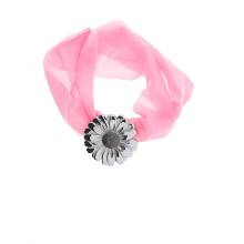 BLUMENKIND Textilarmband rosa BLUME silber grau