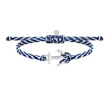 SAILBRACE Armband blau weiss ANKER silber