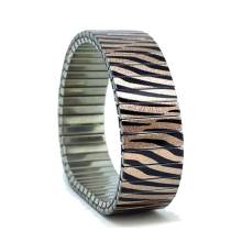 urband LONDON Edelstahlzugarmband ZEBRA Schwarz Rosé Metallic - 18 mm